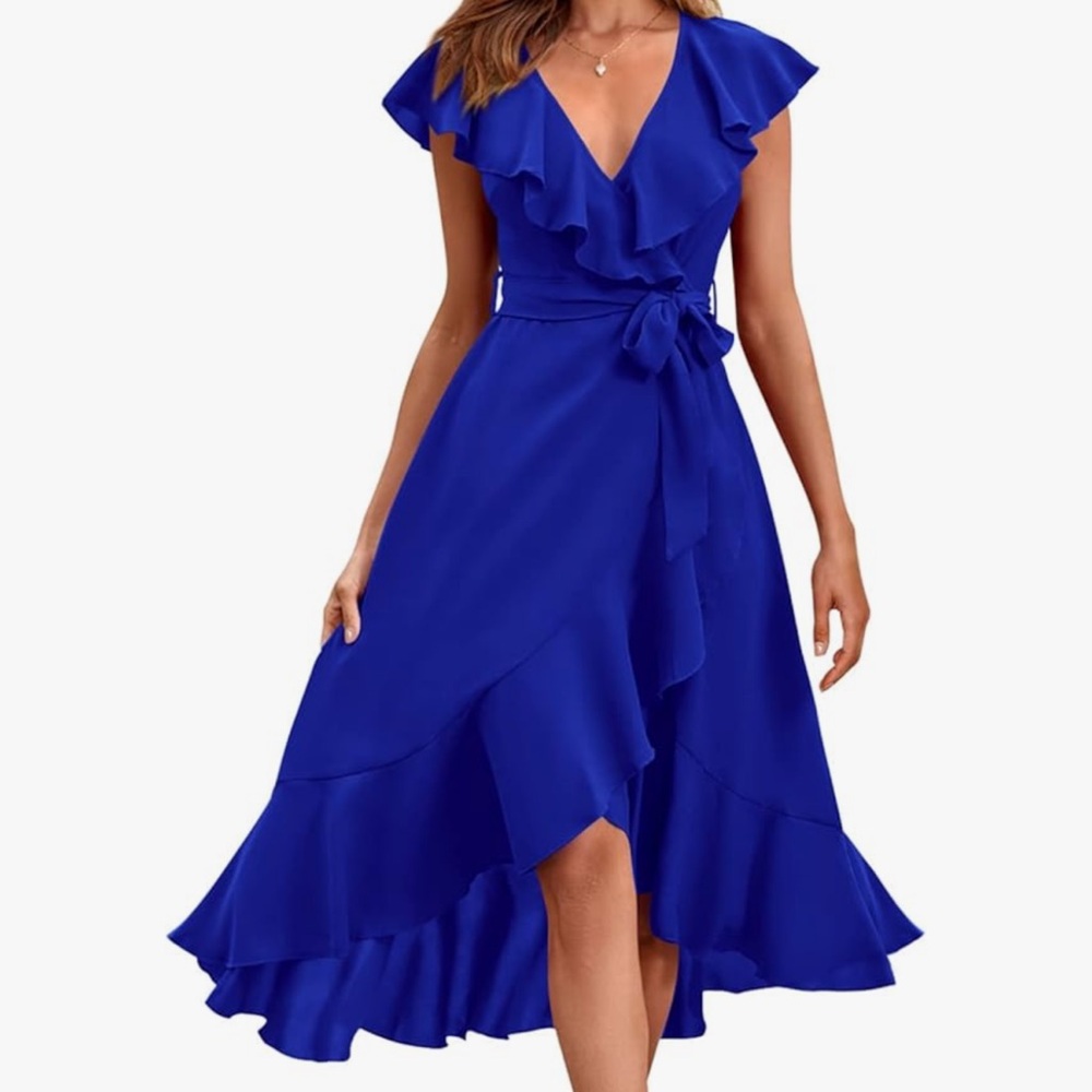 Elegant Blue Ruffle Dress